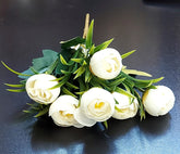 Buchet flori artificiale boboci bujor ivoire – 32cm aspect natural